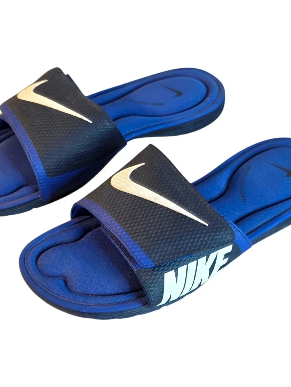 Nike Blue Slide Sandals Flip Flops with Adjustable Strap Men's Size 14